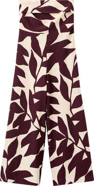 MANGO Print Strapless Wide Leg Jumpsuit