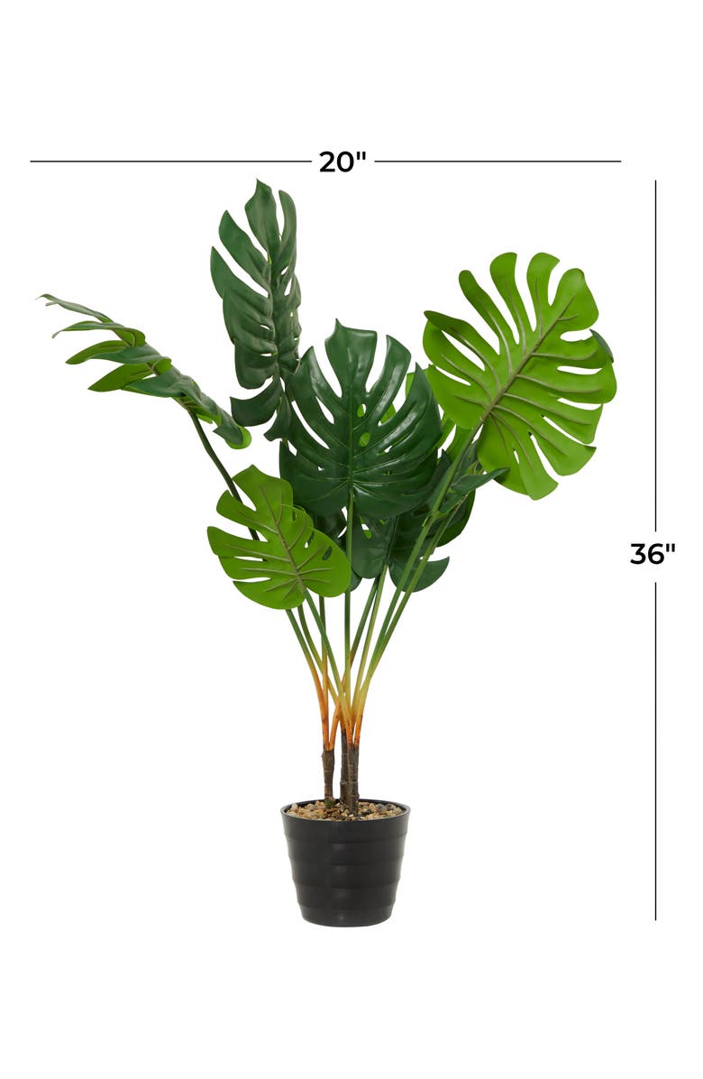 GINGER BIRCH STUDIO Green Faux Foliage Potted Artificial Monstera Tree, Alternate, color,