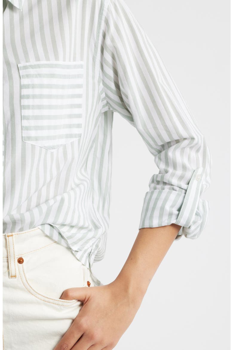 Campbell Directional Stripe Long Sleeve Cotton Blend Button-Up Shirt, Alternate, color, MOSSY GREEN