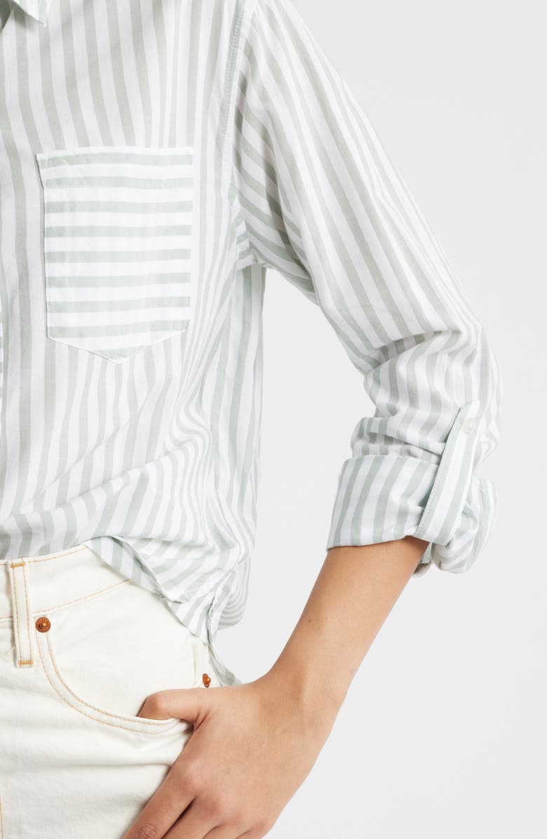 beachlunchlounge Campbell Directional Stripe Long Sleeve Cotton Blend Button-Up Shirt, Alternate, color,