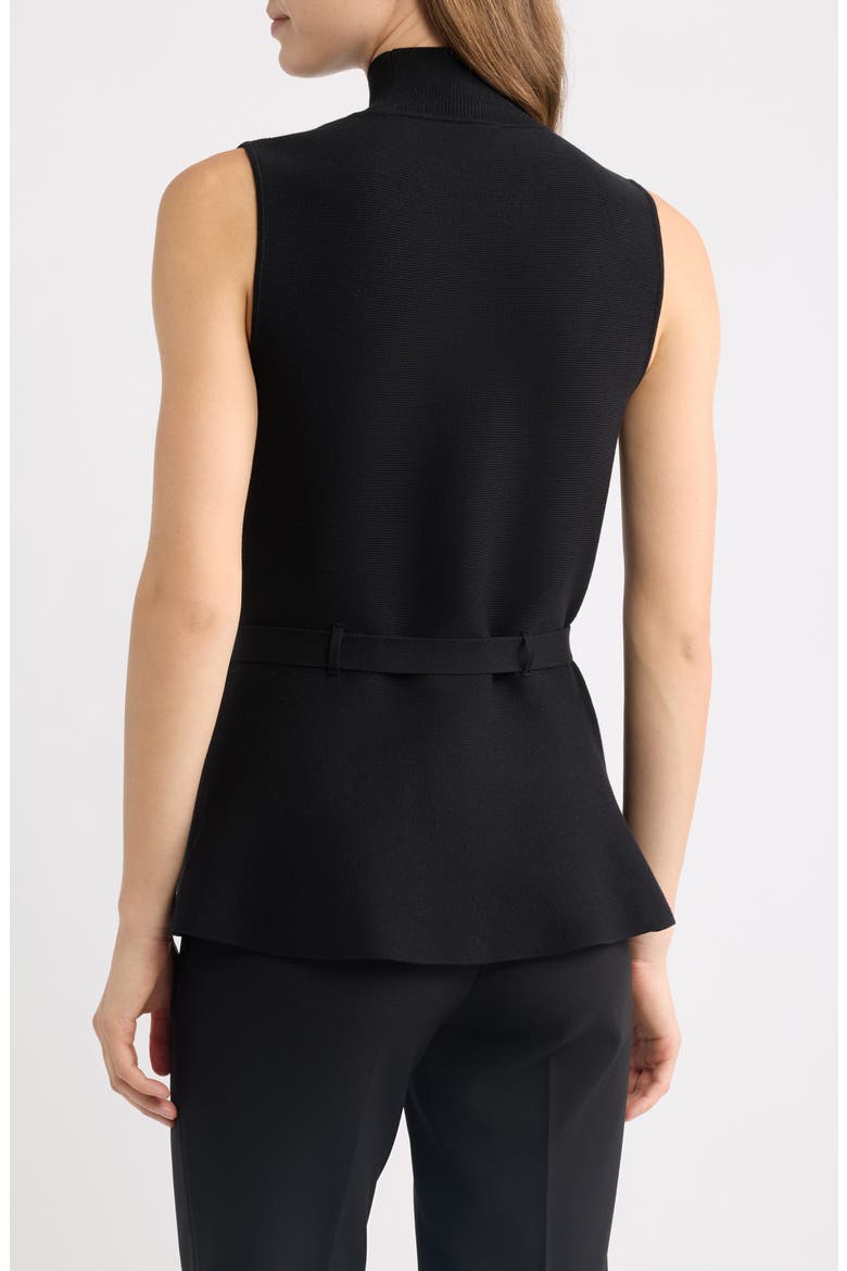 Sleeveless Belted Peplum Sweater, Alternate, color, ANNE BLACK