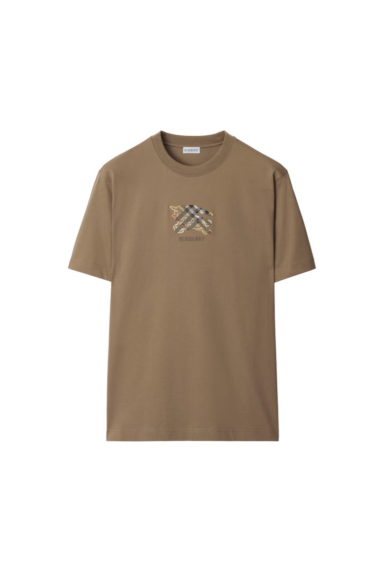 Knight Check Cotton T-shirt, Alternate, color, Clay brown