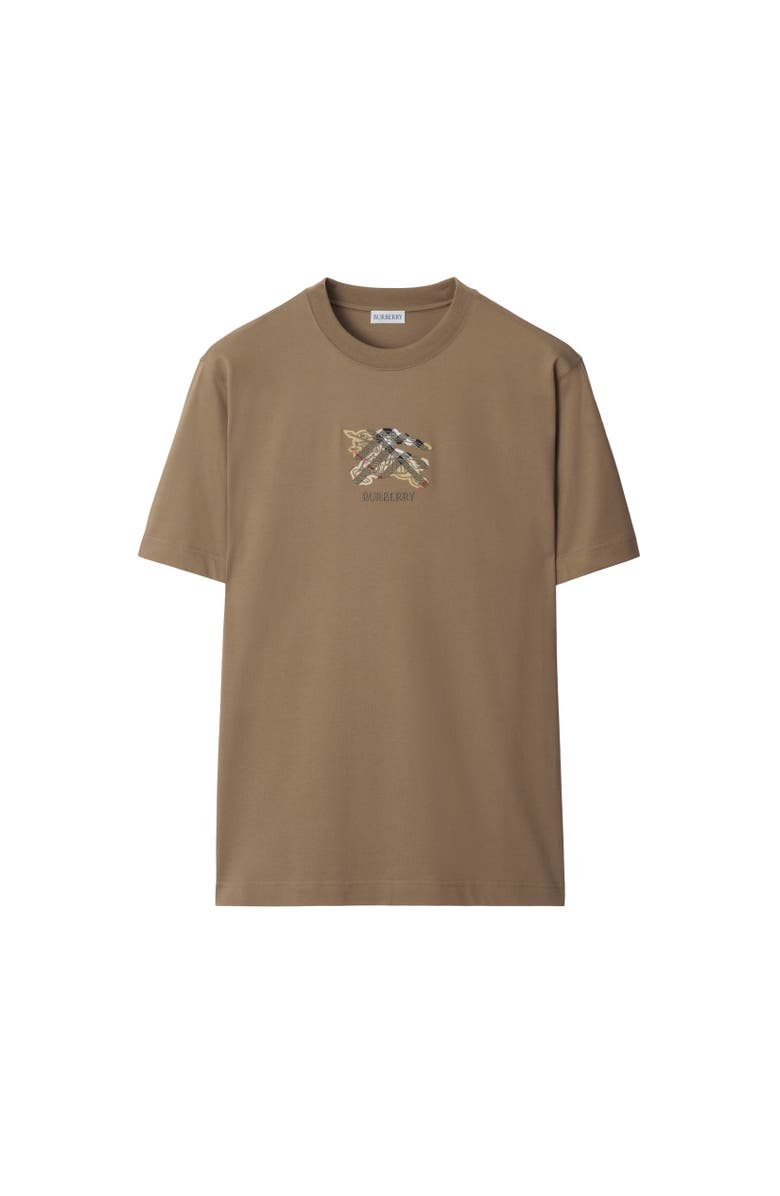 Burberry Knight Check Cotton T-shirt, Alternate, color, Clay Brown