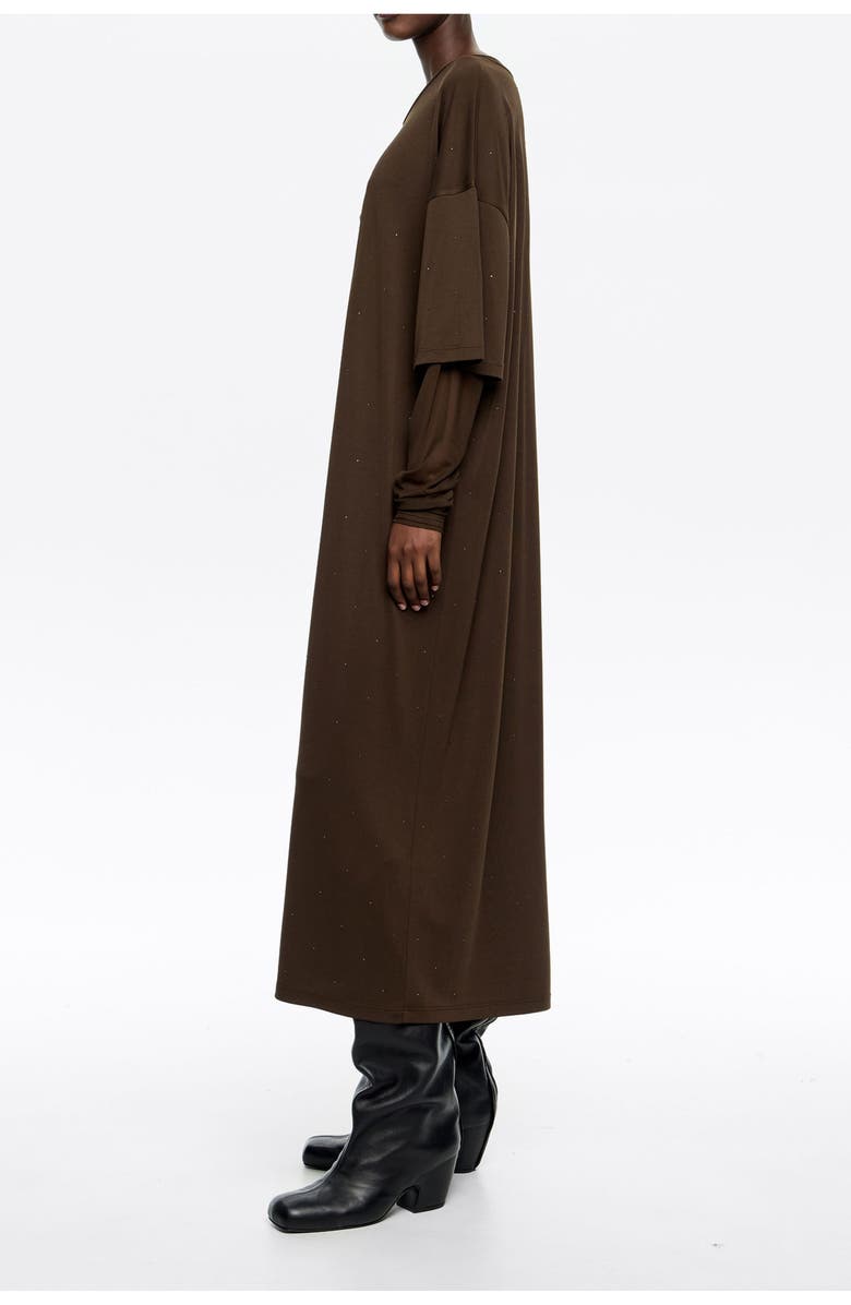 Bimba y Lola Tulle Sleeve Sress, Alternate, color, Dark Brown