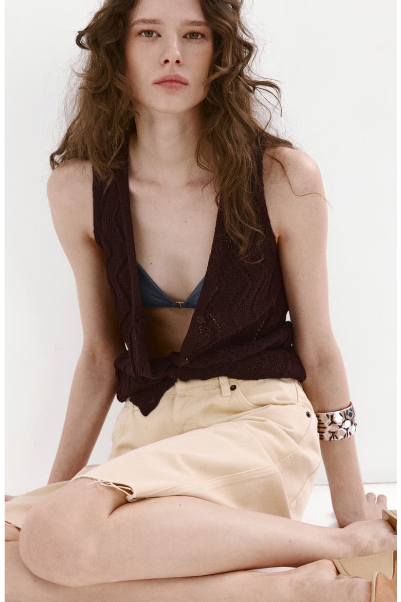 Open Stitch Sweater Vest, Alternate, color, CHOCOLATE