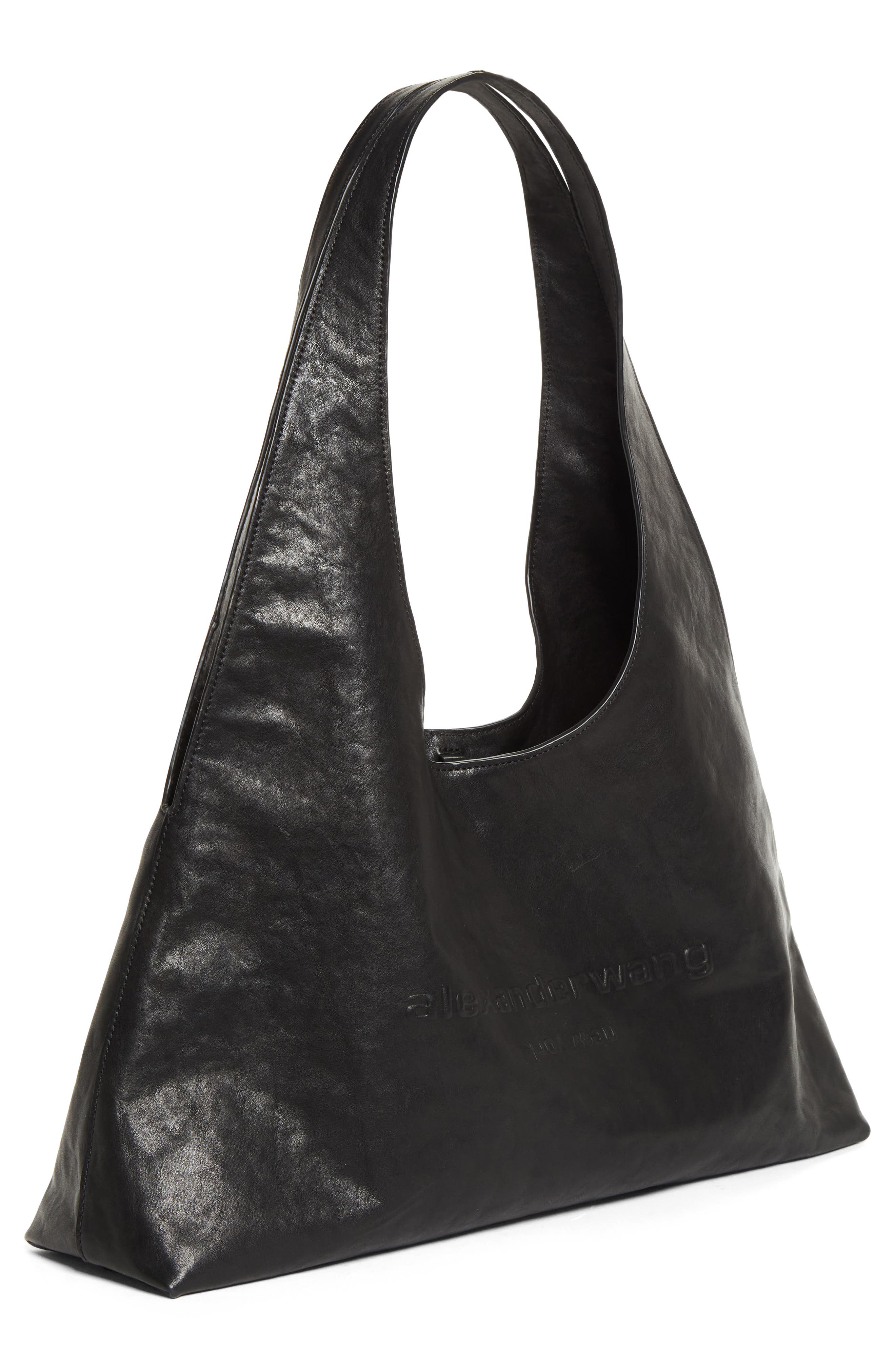 Alexander Wang Medium Pike Leather Hobo Bag, Alternate, color, Black