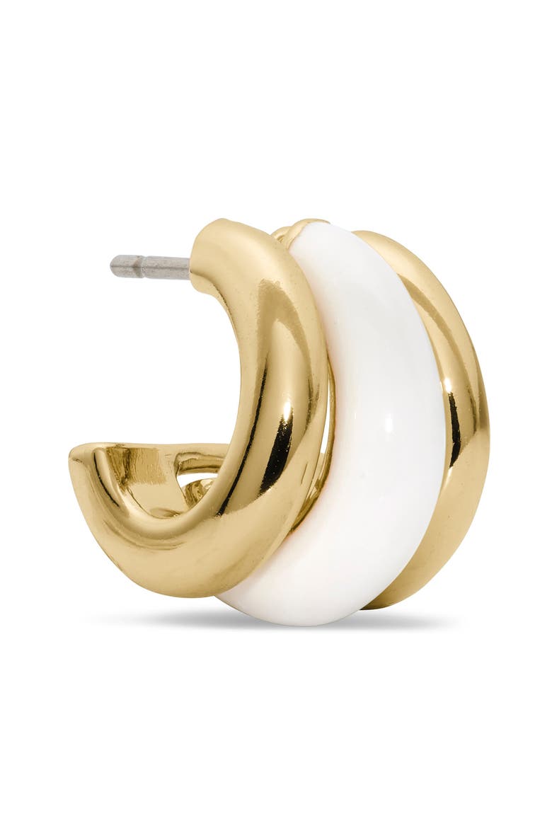 tiny twinkles trio huggie hoop earrings, Alternate, color, WHITE.