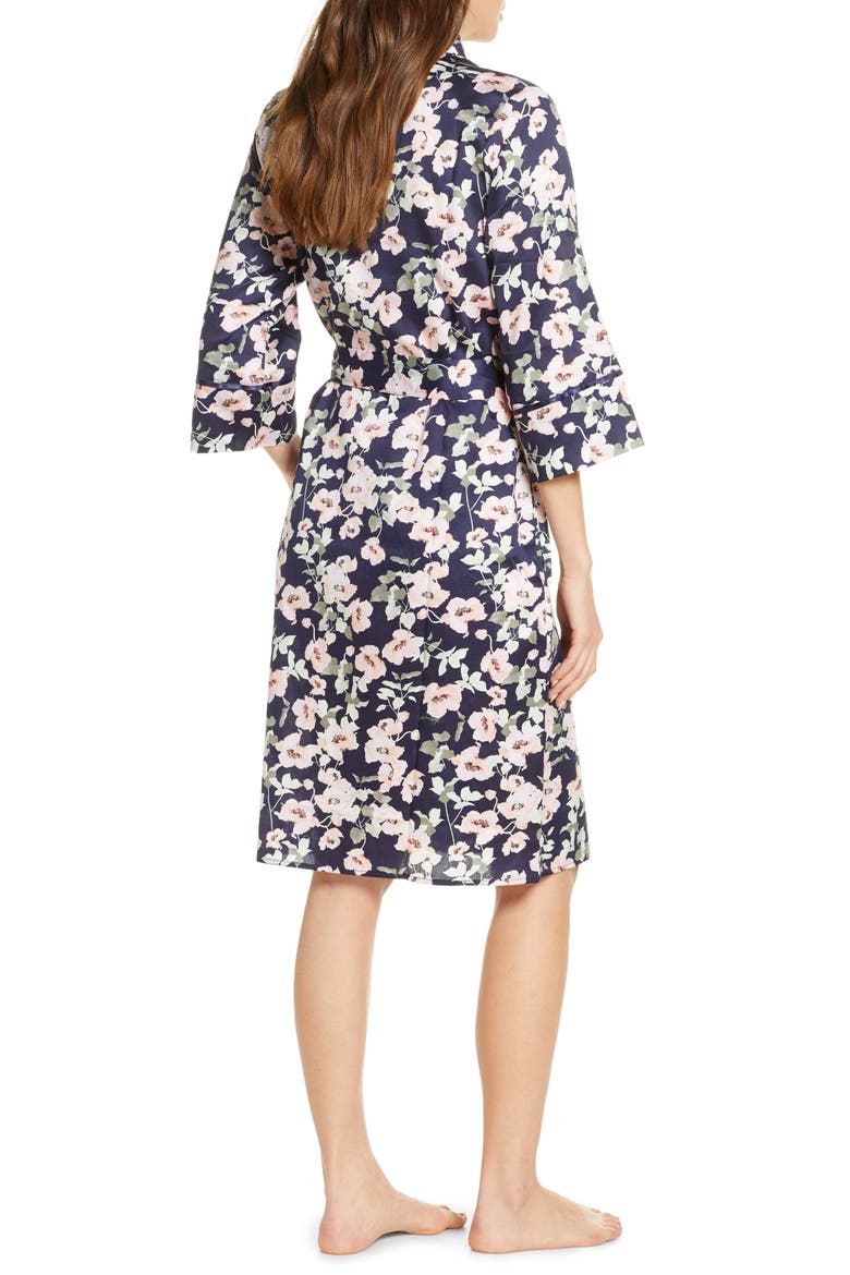 Poppies Cotton Robe, Alternate, color, NAVY