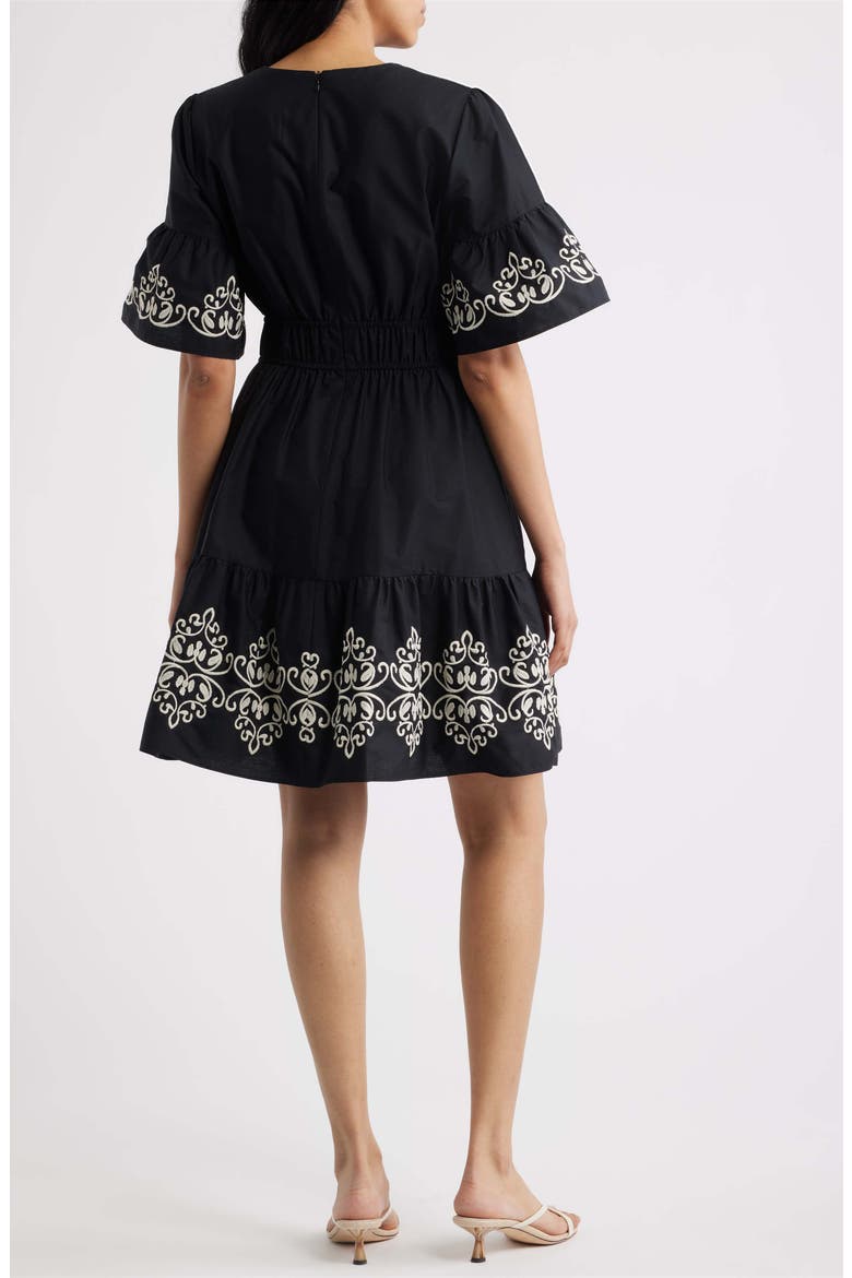 Ruffle Cotton Dress, Alternate, color, BLACK