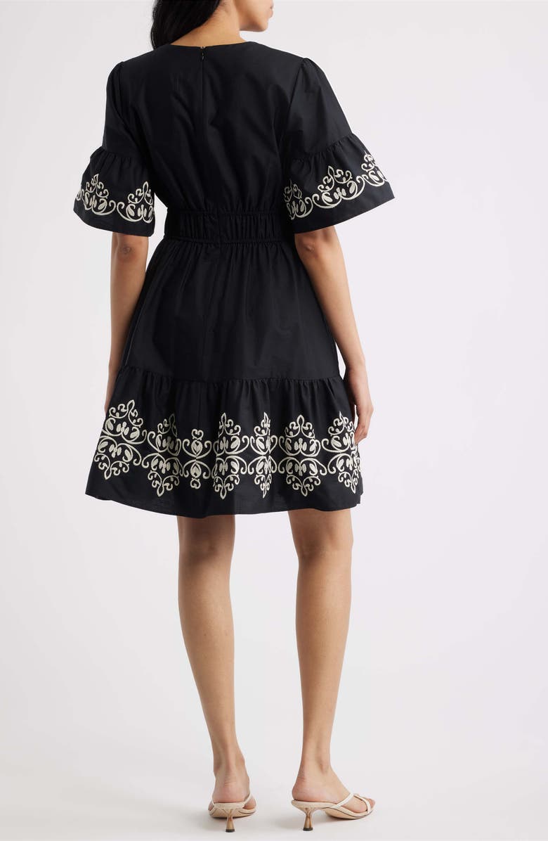 Vince Camuto Ruffle Cotton Dress, Alternate, color, Black