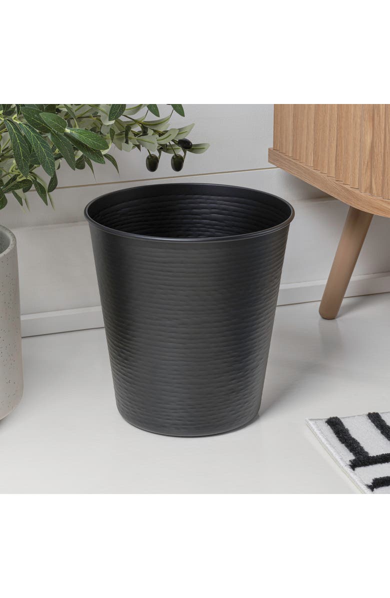 HAPPIMESS Remi Modern Classic Textured Steel 2 Gal Waste Bin, Alternate, color, Matte Black
