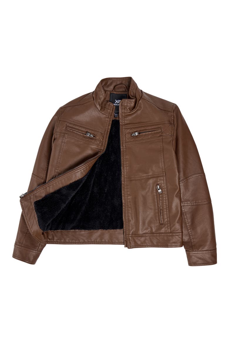 Faux Leather Casual Motorcycle Jacket, Alternate, color, TAN