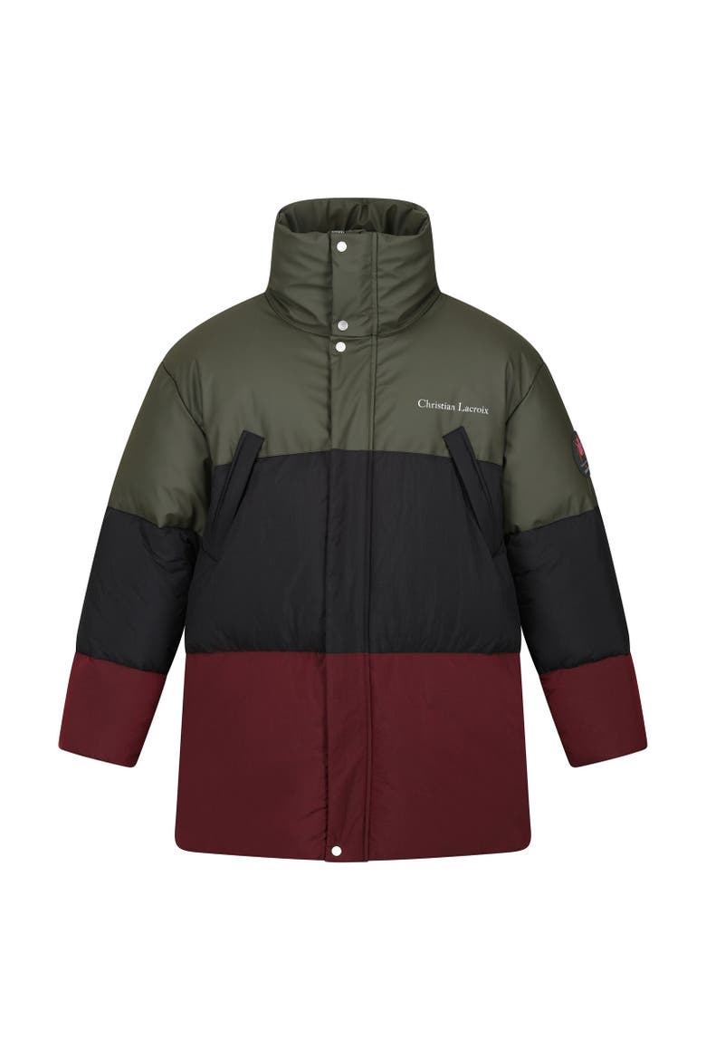 Christian Lacroix Barbegal Baffled Padded Jacket, Main, color, Dark Khaki and Black