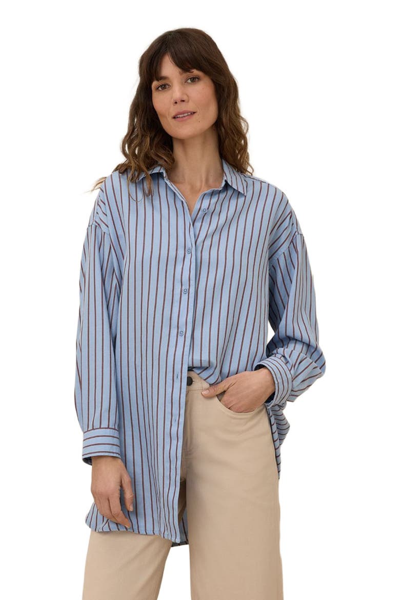 Organic Cotton Sunset Lightweight Cotton Oversized Shirt, Alternate, color, Del Mar Stripe