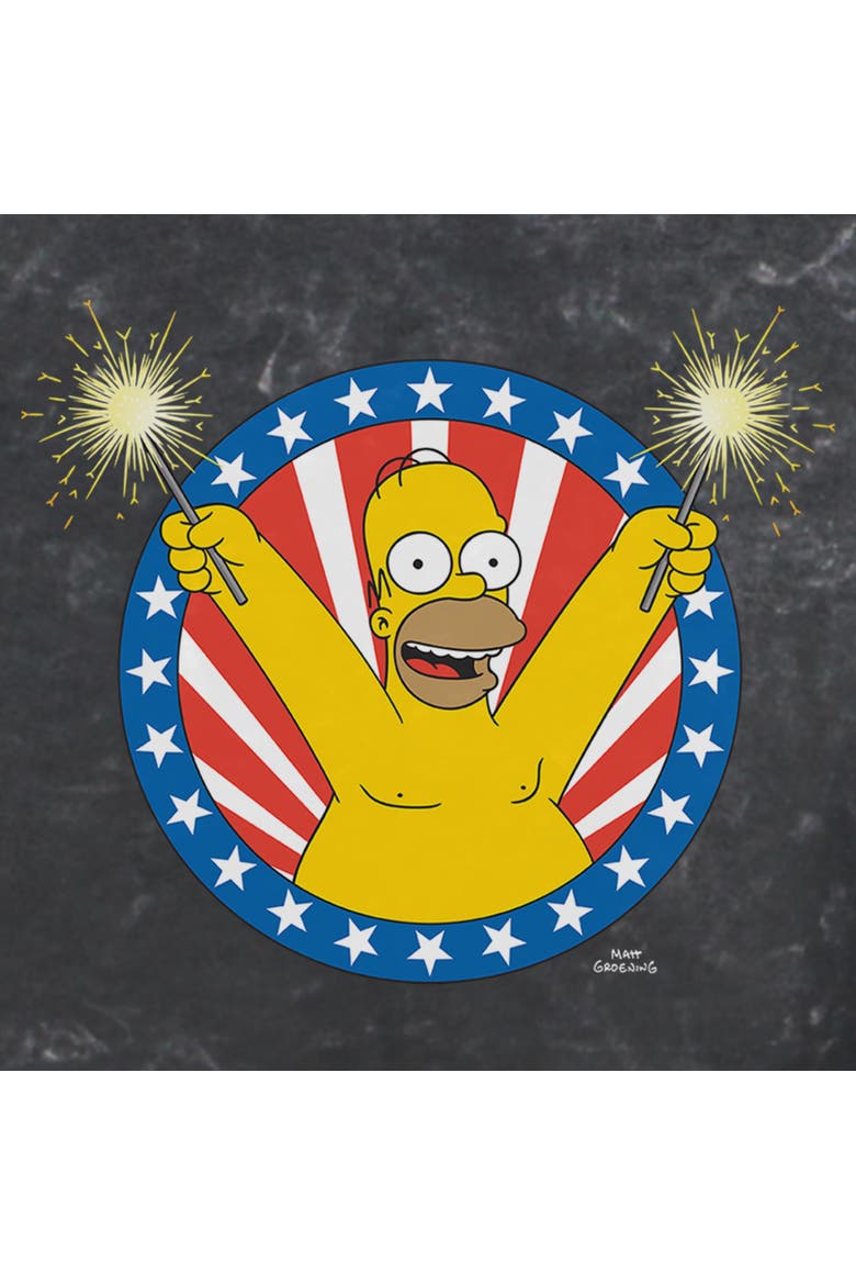 Junior's The Simpsons Festive Homer Portrait  Graphic T-Shirt, Alternate, color, Black