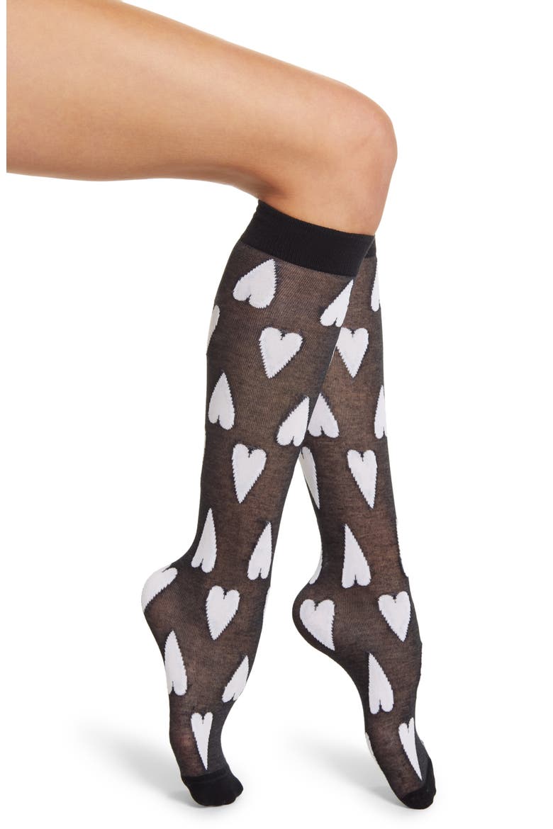 x Atlantic-Pacific Knee Socks (Nordstrom Exclusive), Main, color, BLACK HEARTS