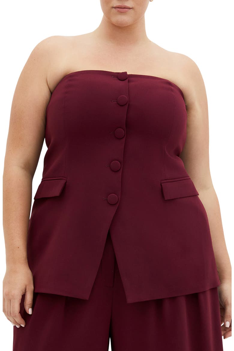 Leah Strapless Bustier Top, Main, color, DARK CHERRY