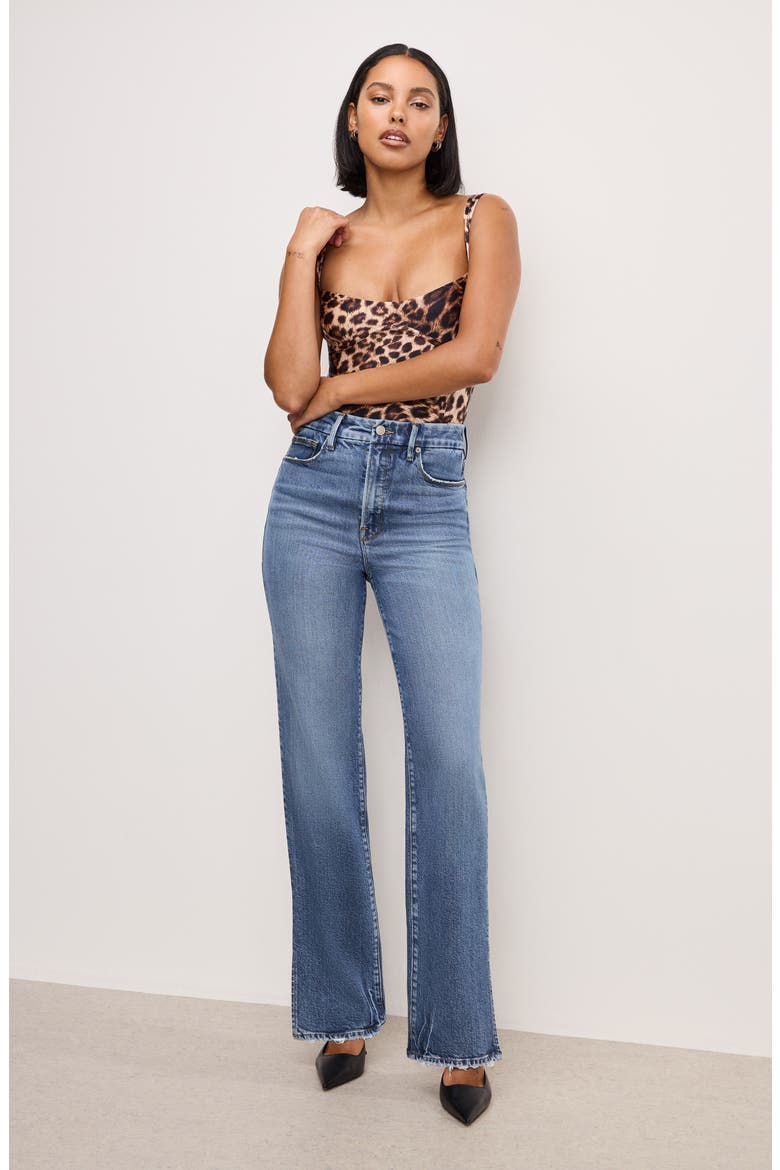 SoftTech Good Boy Slit Hem High Waist Straight Leg Jeans, Alternate, color, INDIGO737