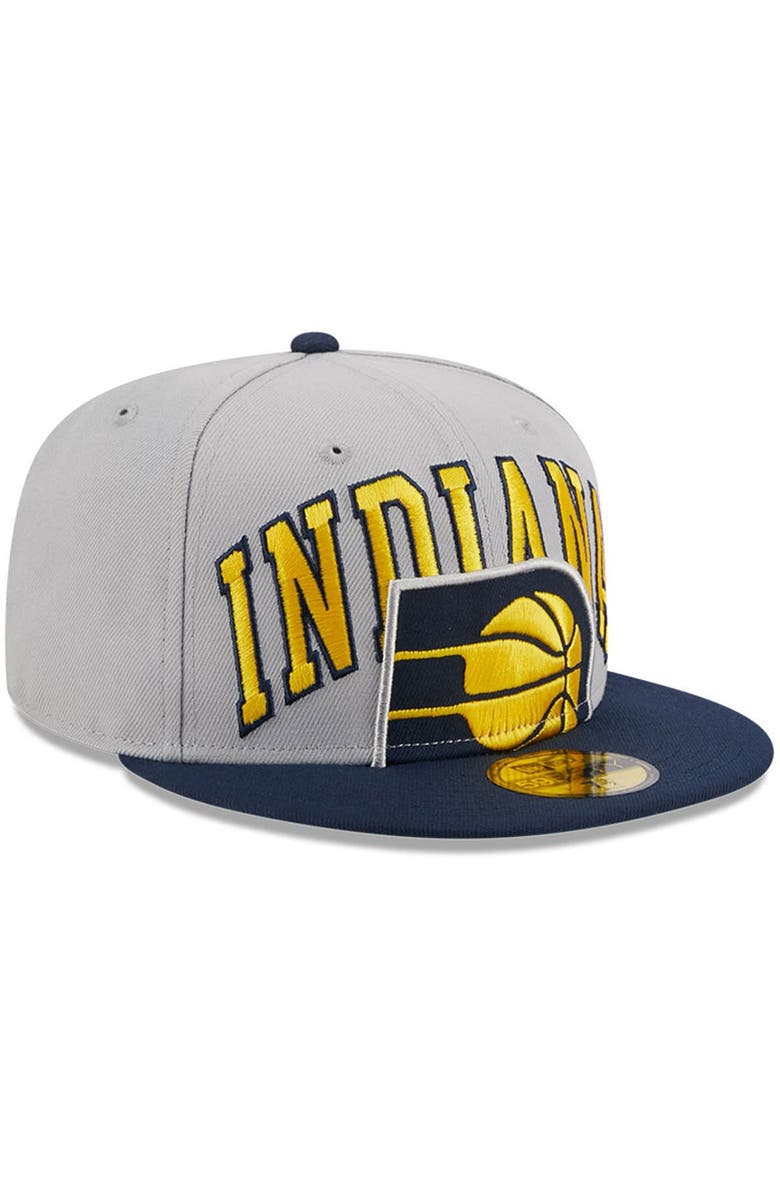 New Era Men's New Era Gray/Navy Indiana Pacers Tip-Off Two-Tone 59FIFTY Fitted Hat, Alternate, color, 