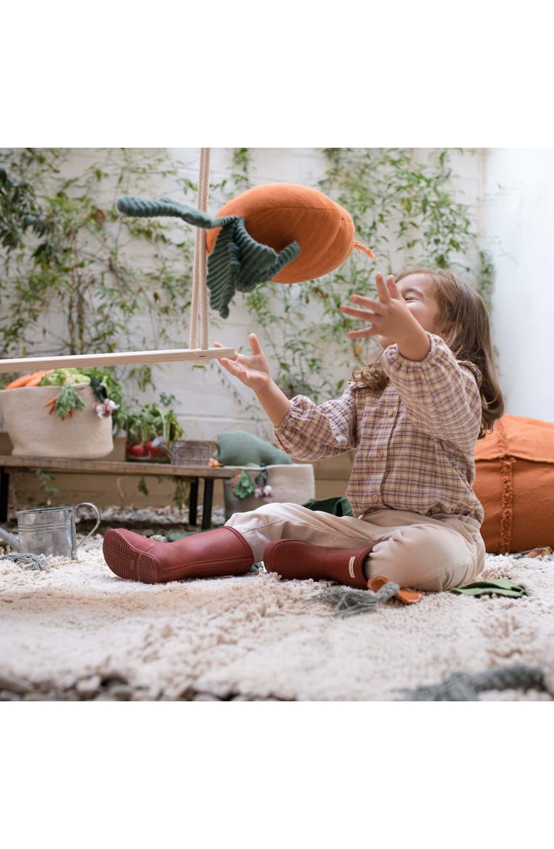 Lorena Canals Knitted cushion Cathy the Carrot, Alternate, color, Dark Green, Orange, Salmon