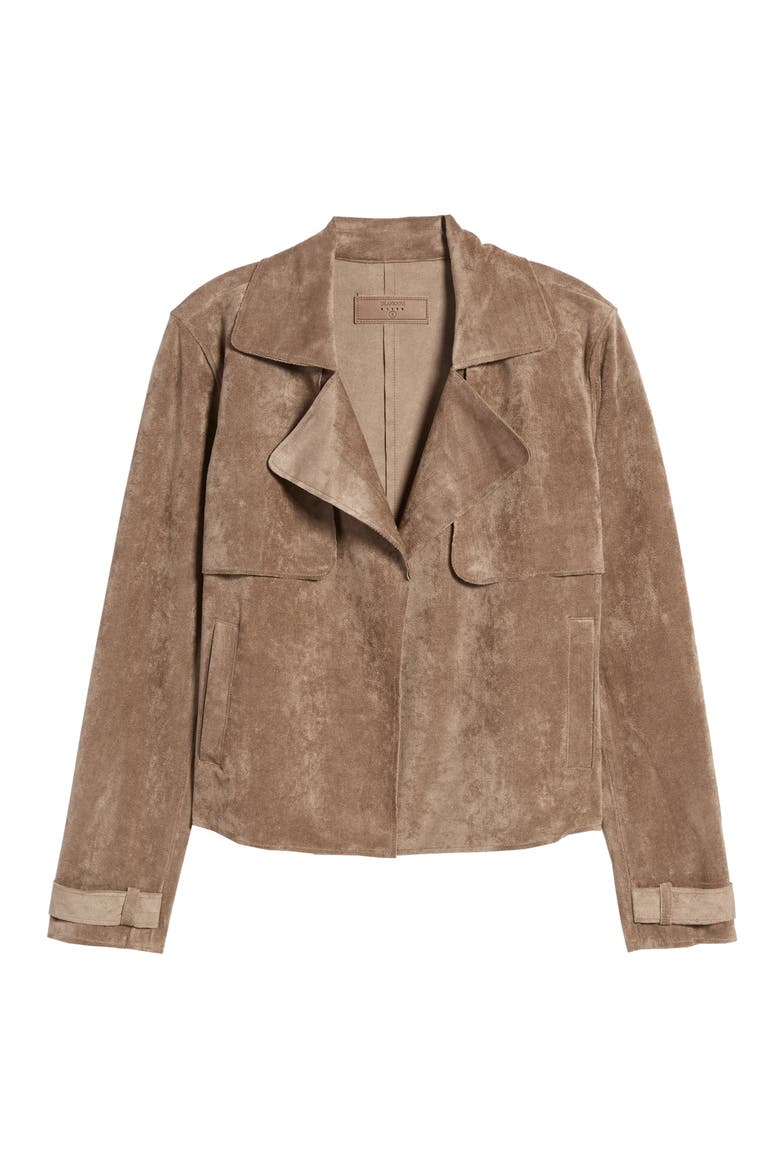 Seal the Deal Faux Suede Crop Trench, Alternate, color, TAUPE