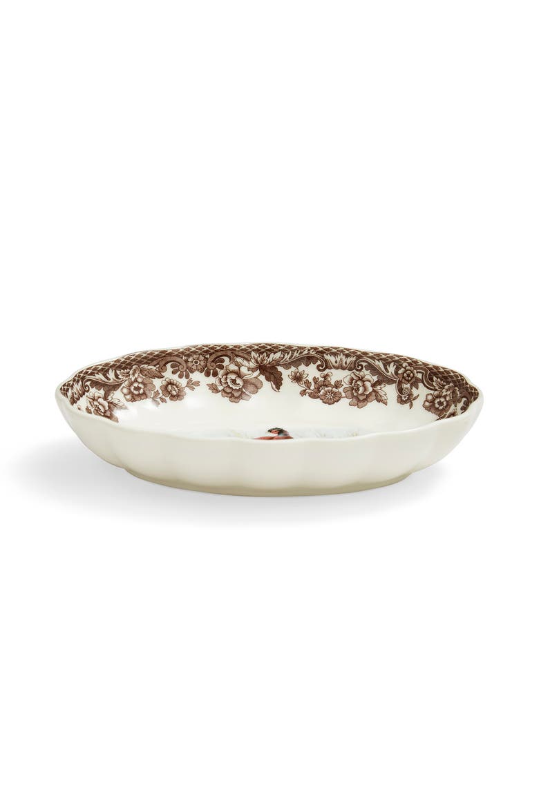 Woodland 6" Oval Fluted Dish, Pheasant, Alternate, color, Brown