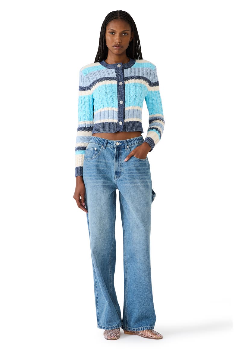 Sydnee Embellished Wide Leg Carpenter Jeans, Alternate, color, ARUBA BLUE