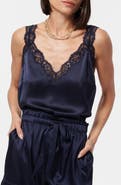 CAMI NYC Fernanda Lace Trim Silk Charmeuse Tank