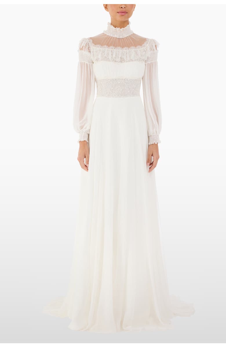Jenny Packham Arden Ruffled Maxi Dress, Alternate, color, Ivory
