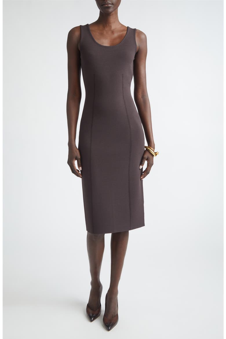 Santa Roma Knit Scoop Neck Dress, Main, color, CHOCOLATE