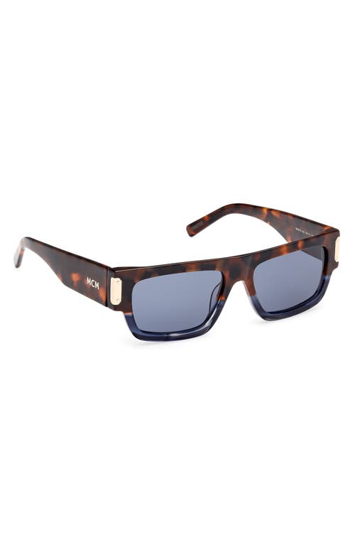 Mcm 54mm Polarized Rectangular Sunglasses In Havana/other/blue
