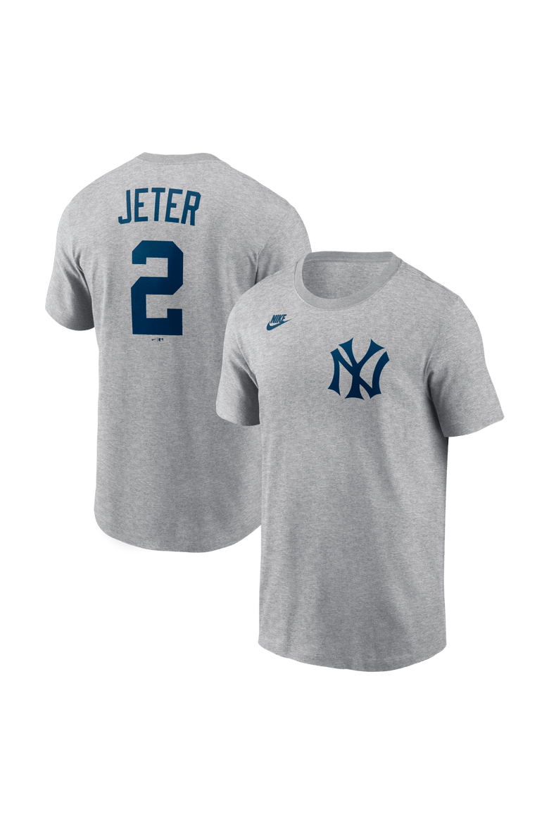 Men's Nike Derek Jeter Heather Gray New York Yankees Cooperstown Collection Name & Number T-Shirt, Main, color, Heather Gray