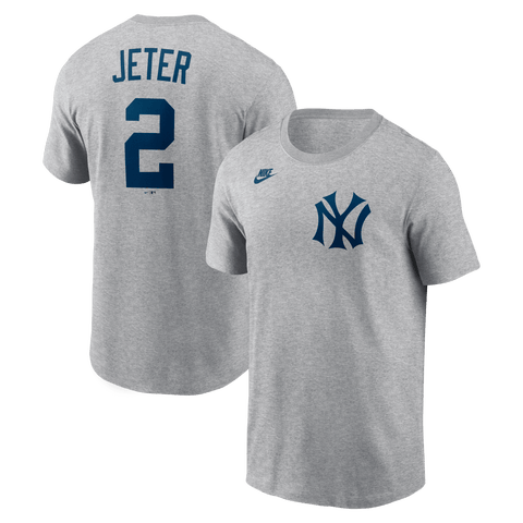 Men's Nike Derek Jeter Heather Gray New York Yankees Cooperstown Collection Name & Number T-Shirt