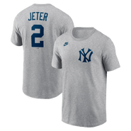 Nike Men's Nike Derek Jeter Heather Gray New York Yankees Cooperstown Collection Name & Number T-Shirt