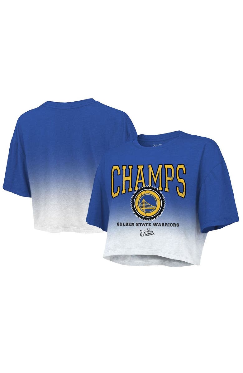 Majestic Threads Women's Majestic Threads Royal Golden State Warriors 2022 NBA Finals Champions Dip Dye Boxy Crop T-Shirt, Main, color, 