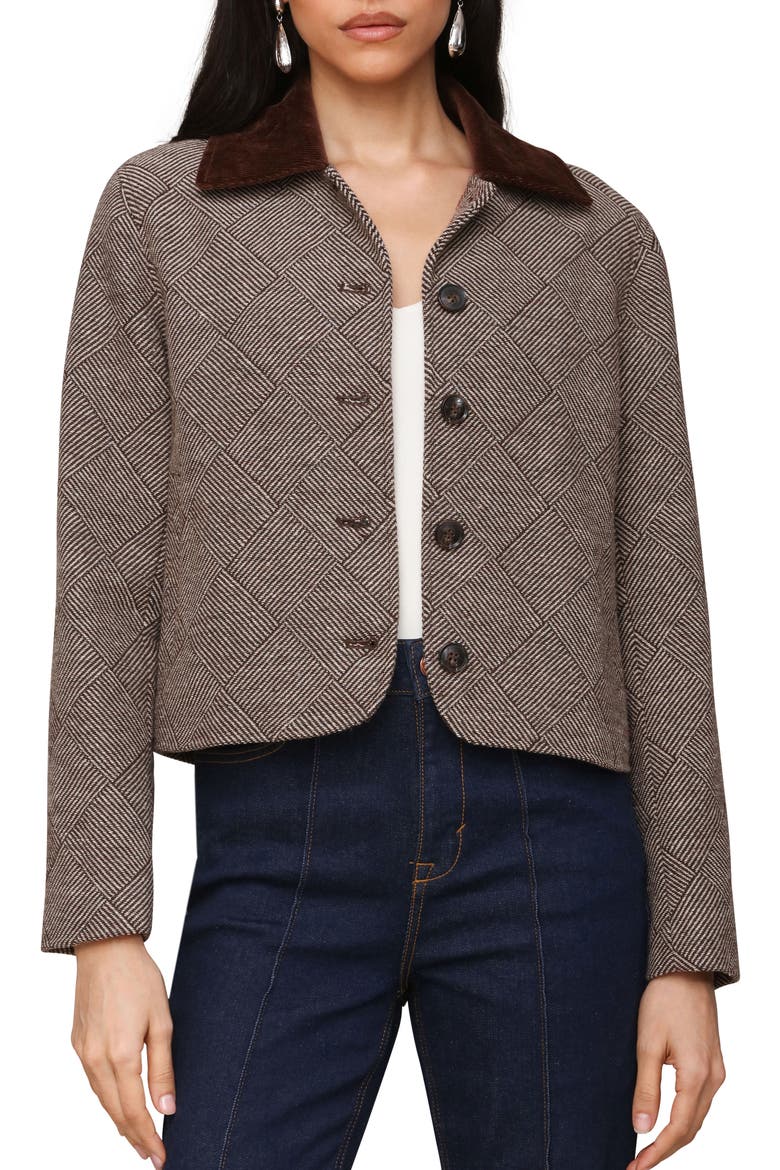 Corduroy Collar Crop Jacket, Alternate, color, BROWN BASKET