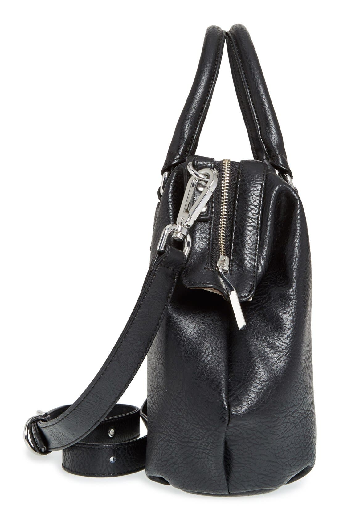 Vegan Leather 'Malone' Satchel, Alternate, color, BLACK