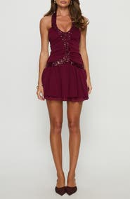 Princess Polly Aisleigh Sequin Ruched Halter Minidress