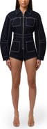 Naked Wardrobe Front Zip Denim Romper