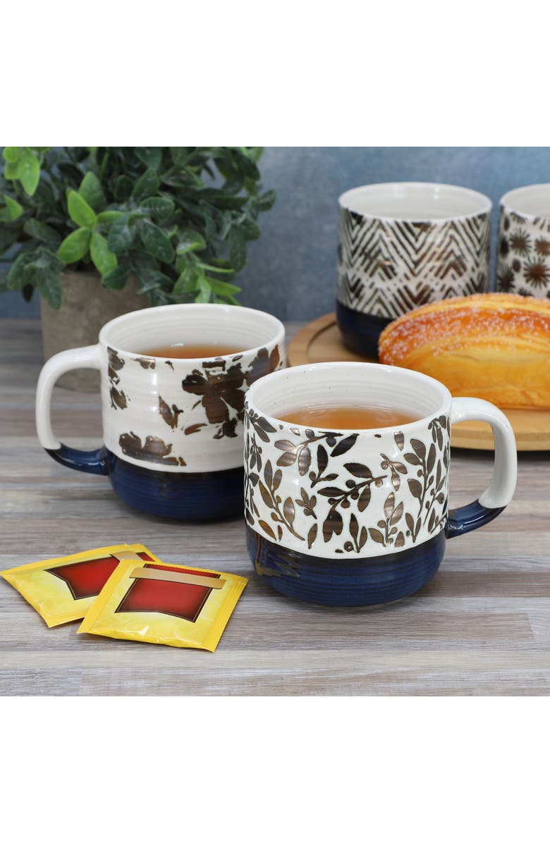 Gibson Home Spruce Garden Assorted 4 Piece 17 Ounce Stoneware Mug Set, Alternate, color, White