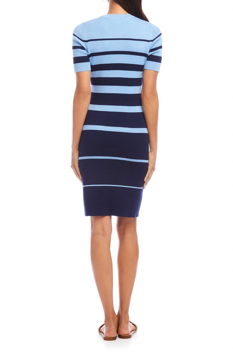 Karen Kane Rib Stripe Short Sleeve Sweater Dress, Alternate, color, Lake