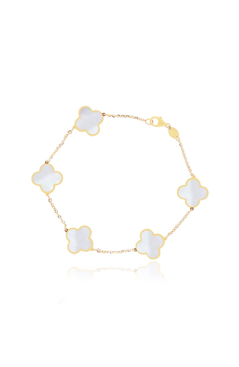 The Lovery Fine Jewelry Large Mother of Pearl Clover Bracelet, Main, color, Mother Of Pearl