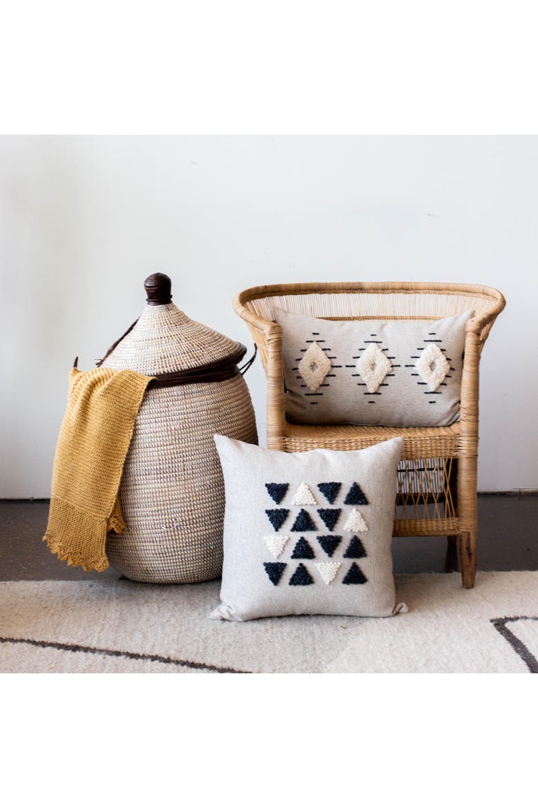 AfriScandi Harvest Wool + Cotton Throw Pillow - with Insert, Main, color, Natural