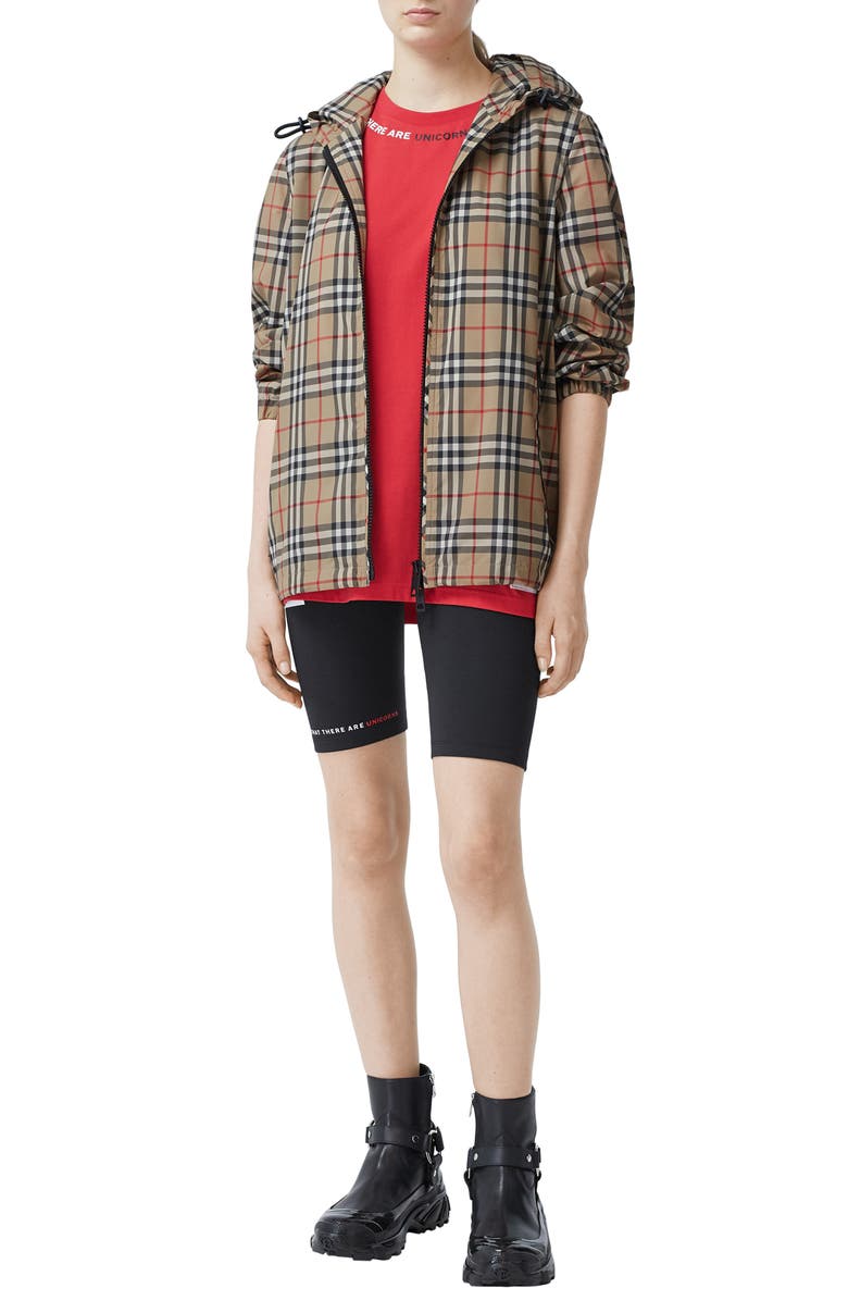 Burberry Everton Check Hooded Rain Jacket, Alternate, color,