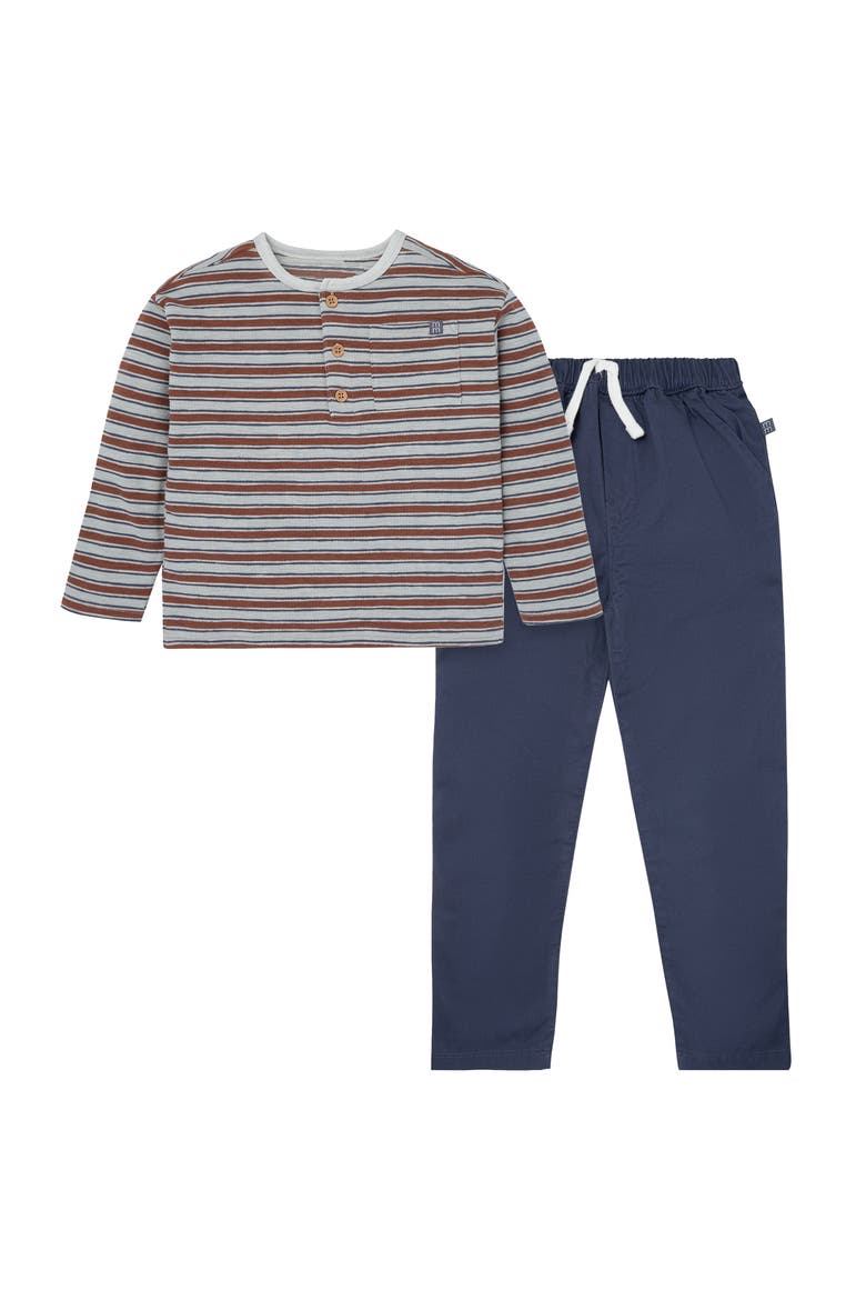 Henley Top and Pant Set, Main, color, Stripes