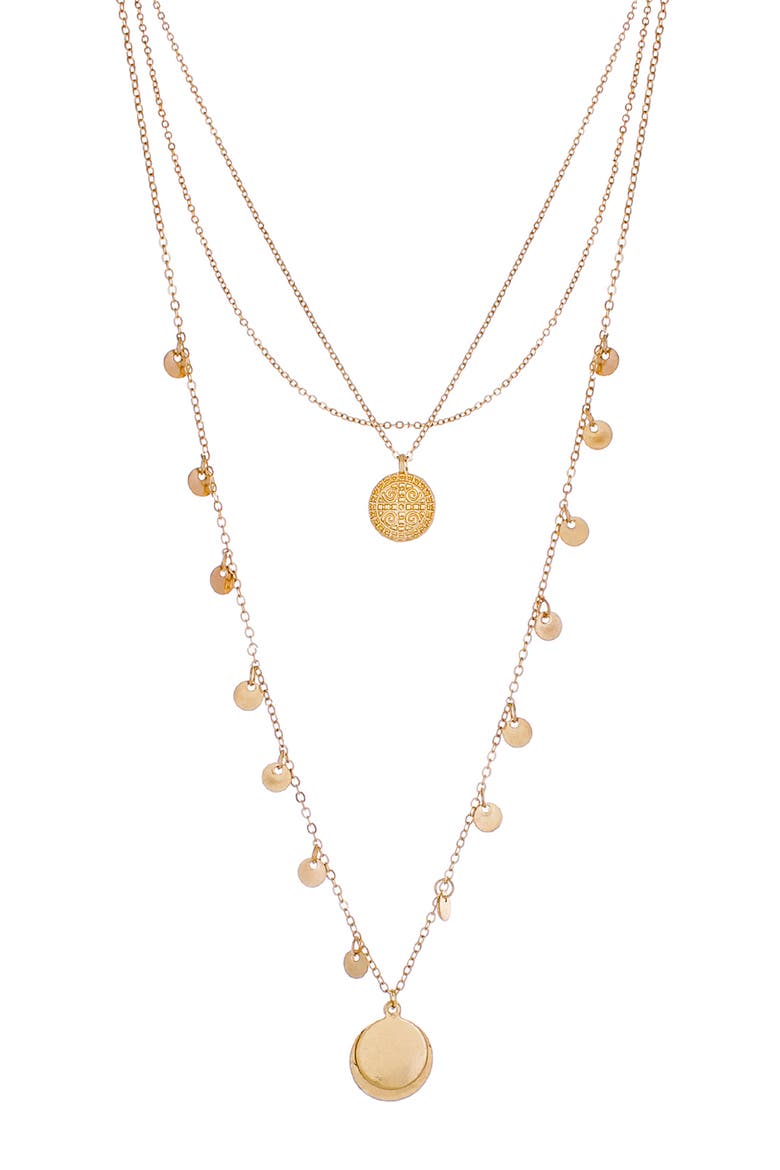Layered Circle Pendant Necklace, Main, color, GOLD