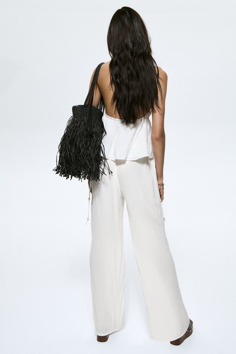 Viscose Drawstring Trousers, Alternate, color, White