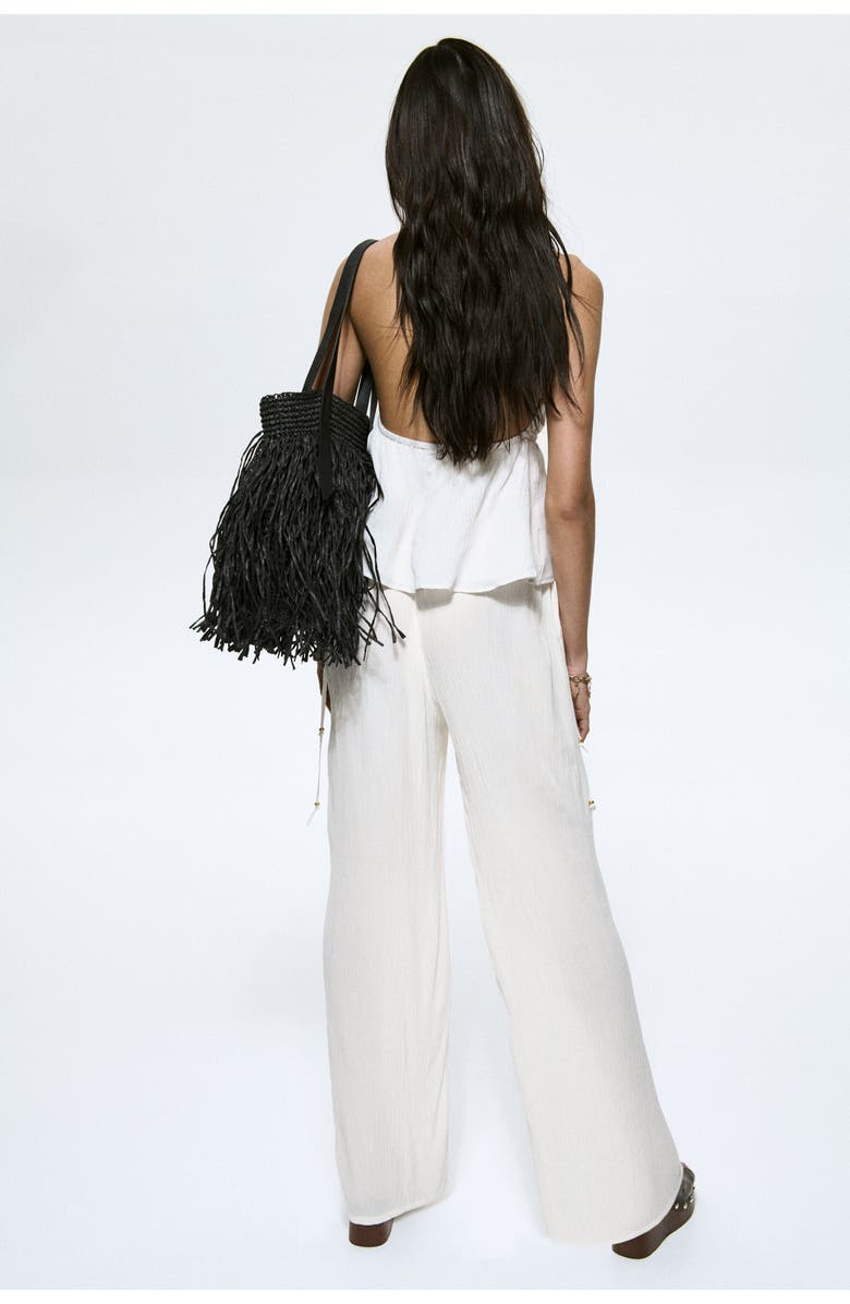 H&M Viscose Drawstring Trousers, Alternate, color, White