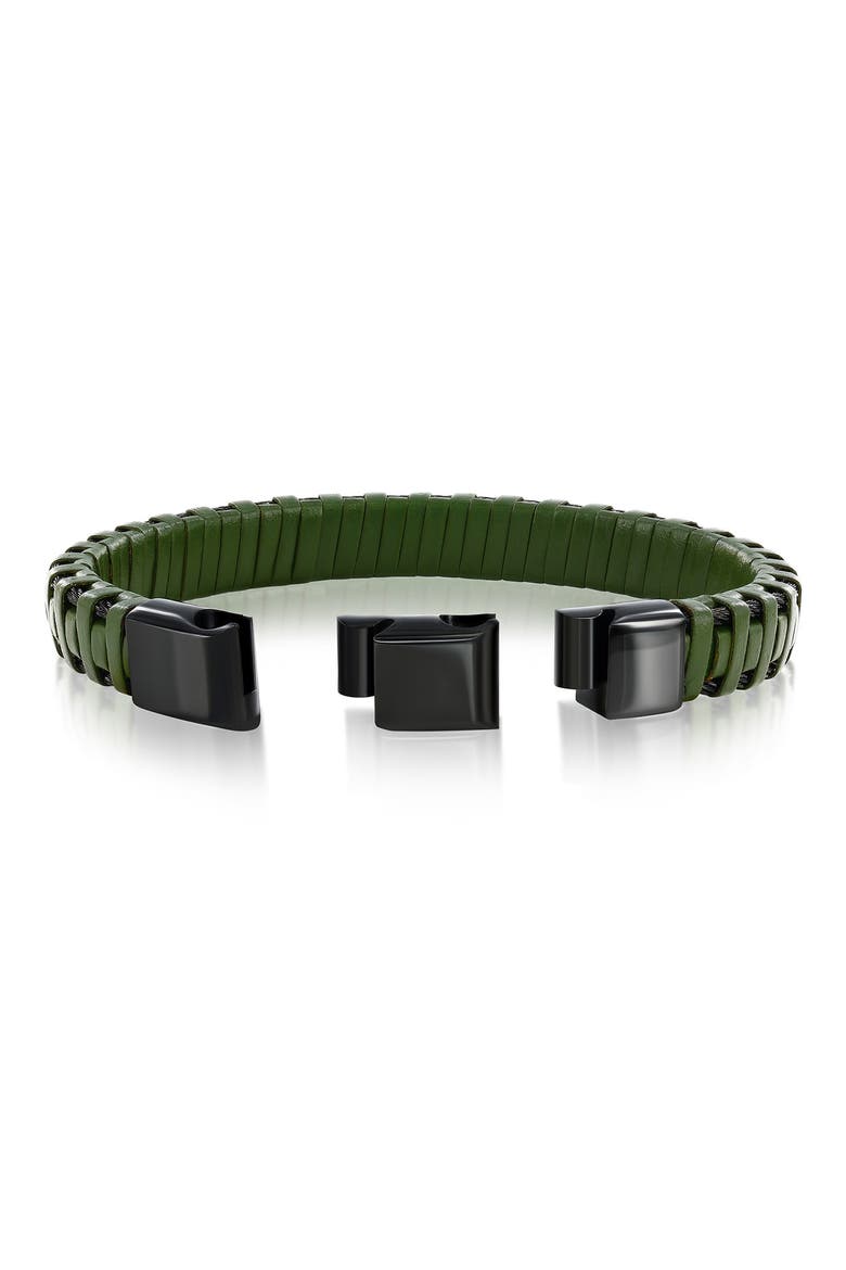 Men's Leather Wrapped Bracelet, Alternate, color, GREEN