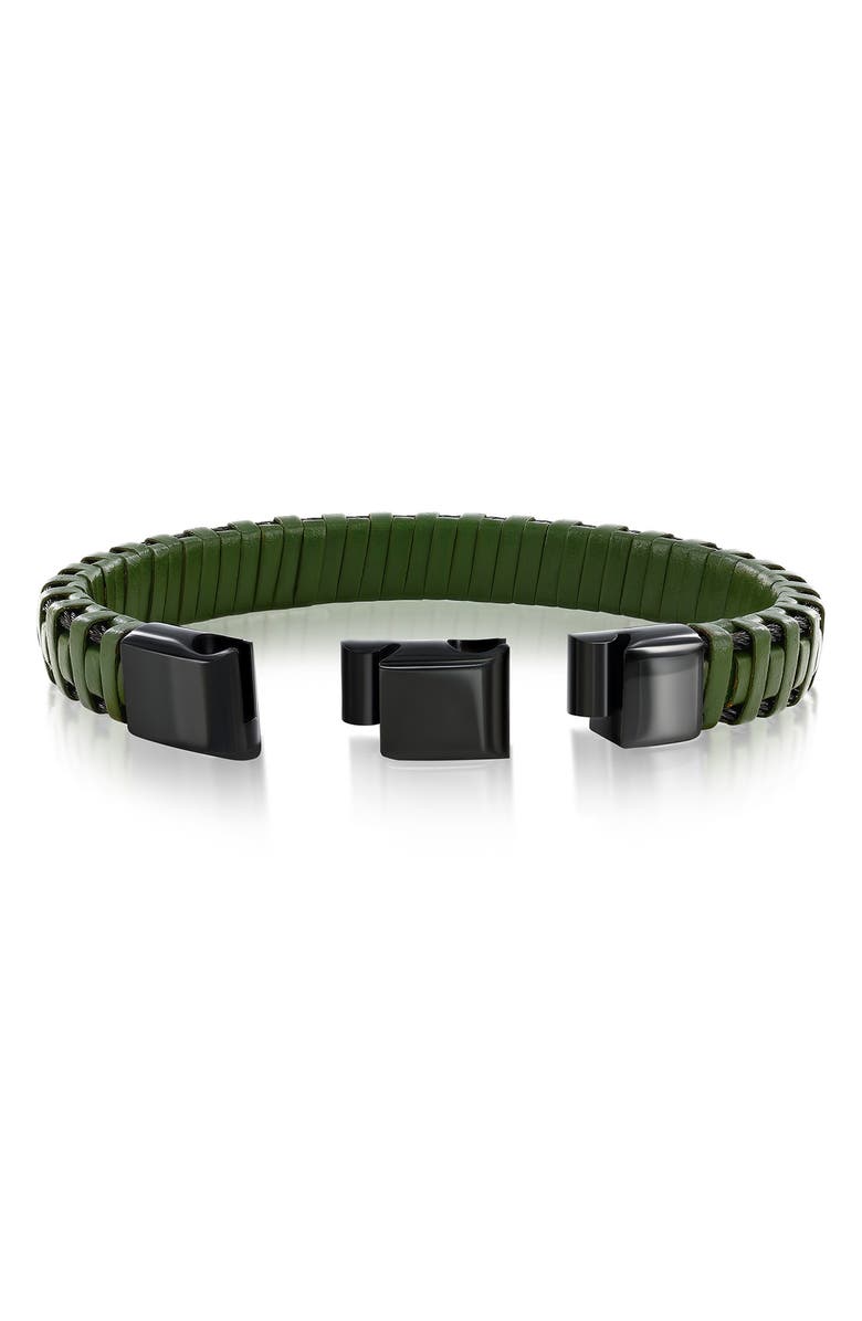 BLACKJACK Men's Leather Wrapped Bracelet, Alternate, color, Green